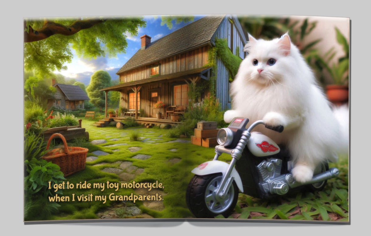 Fluffy-on-a-toy-motorcycle